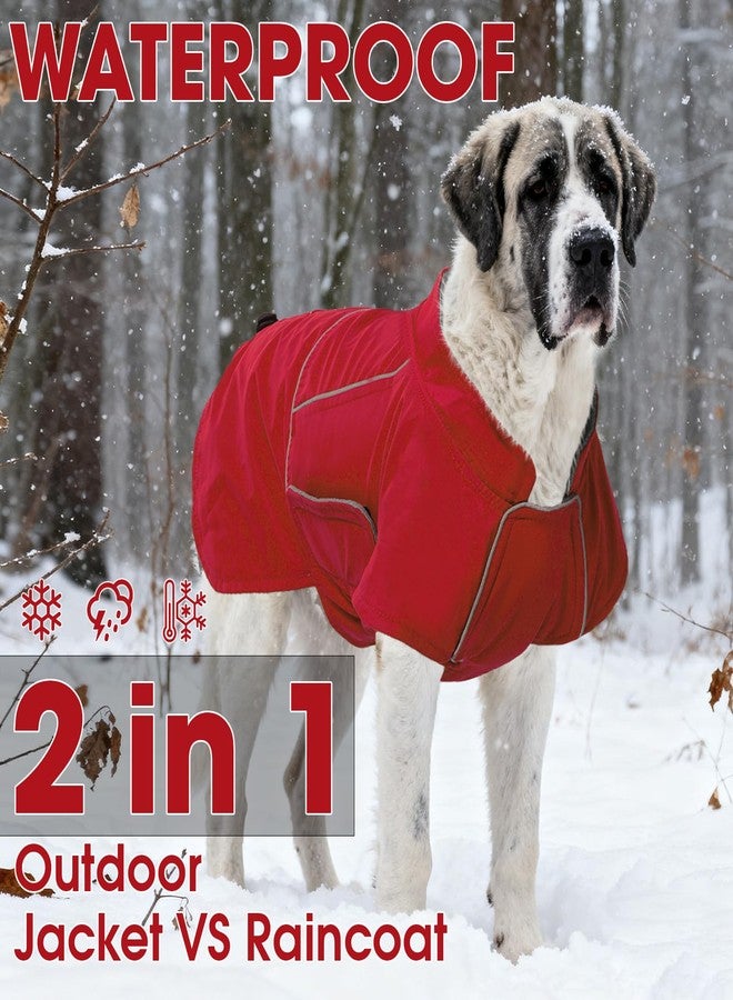 ROZKITCH Dog Raincoat Jacket, Waterproof Sweater with Fleece Liner and Leash Hole Reflective Strip for Small Medium Dog, Adjustable Windproof Poncho Vest for Outdoor Hiking Travel Red M - Image 4